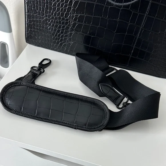 BEIS Black Croc-Embossed Work Tote - Picture 3 of 7